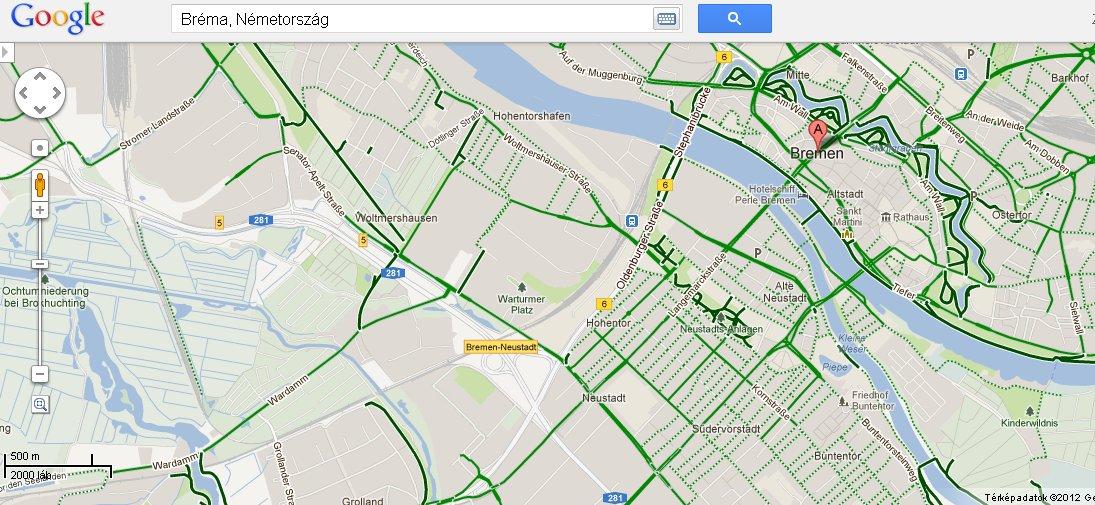 Kerékpáros útvonalak a Google Térképen: egyszer talán nálunk is