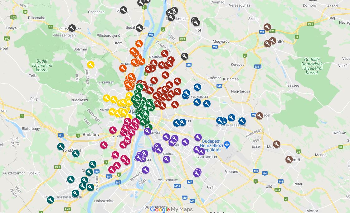 Itt találod Budapest és környéke kerékpárboltjainak térképét